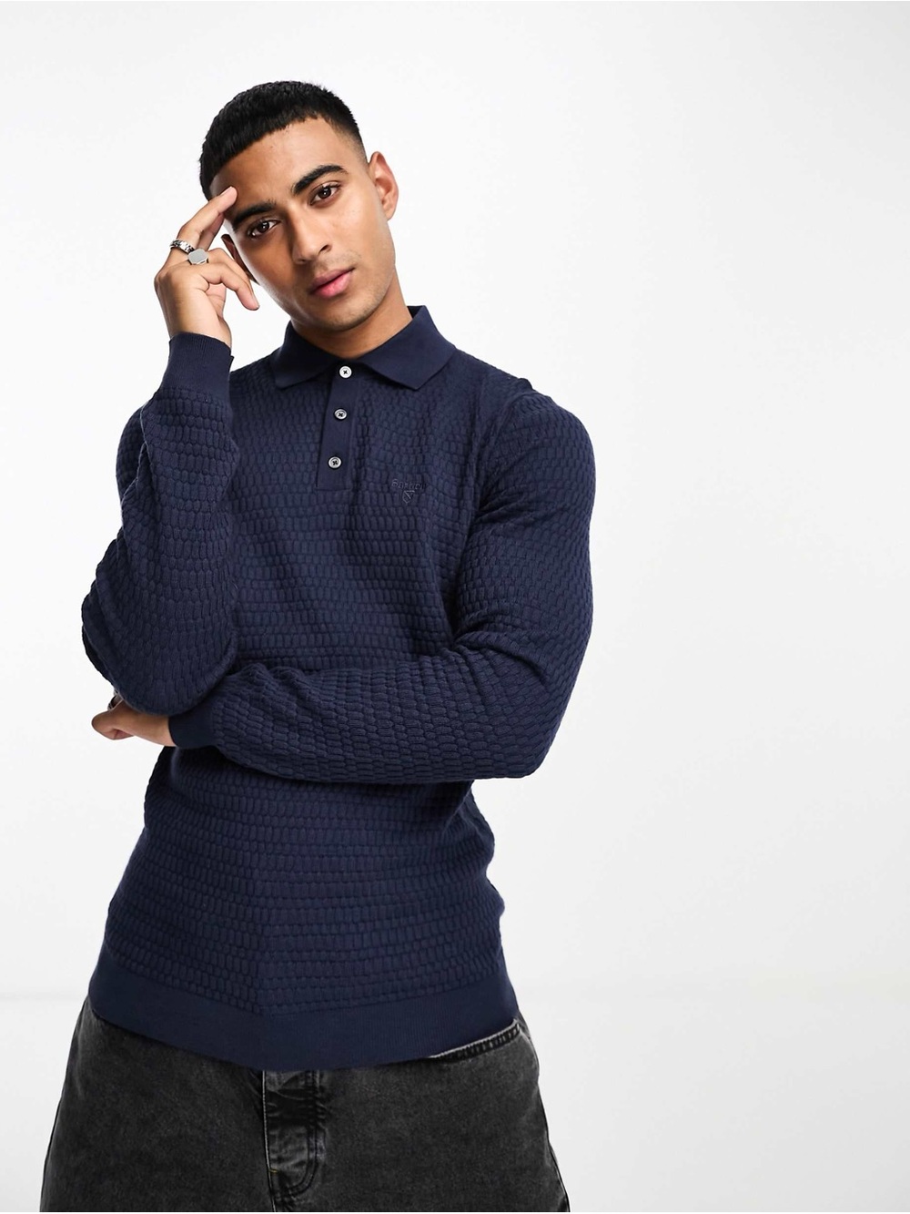 Barbour • Thornbury Knit Textured Long Sleeve Polo